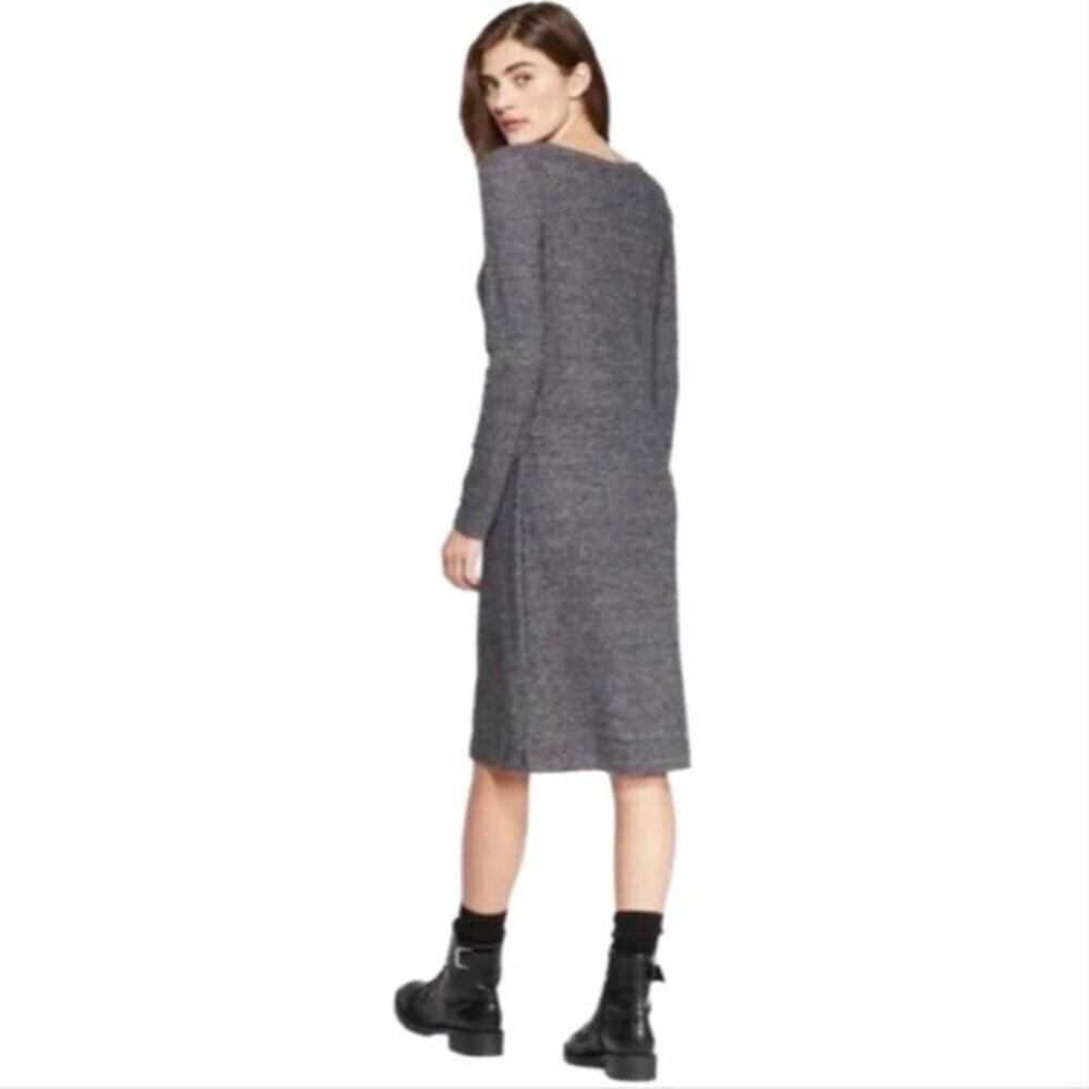 🌷A New Day Ribbed Gray Sweater Midi Dress